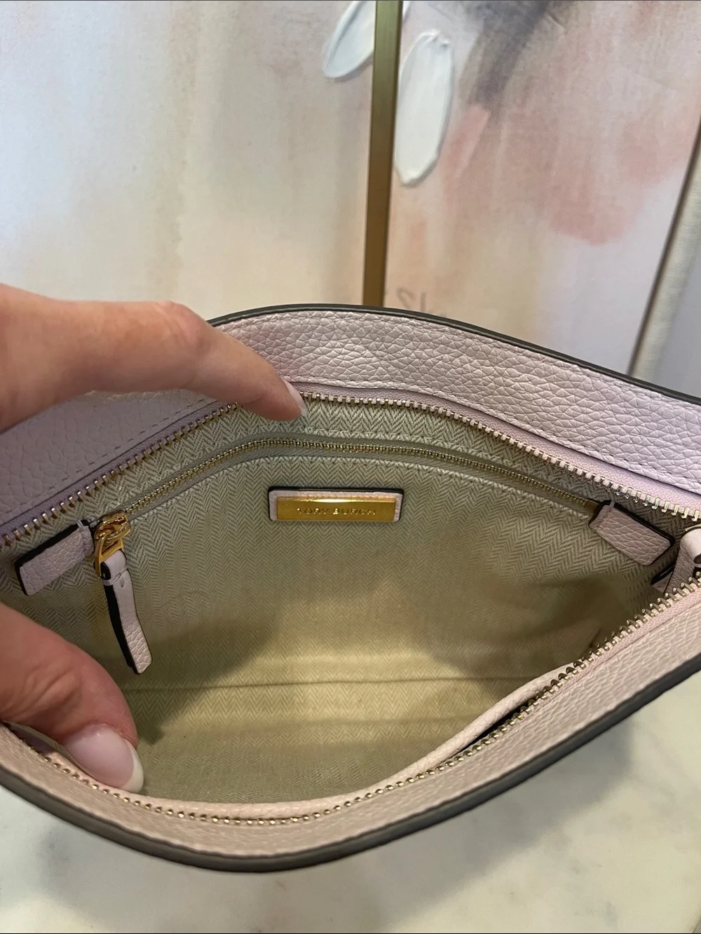Tory Burch Blake Pebbled Leather Crossbody in Pink